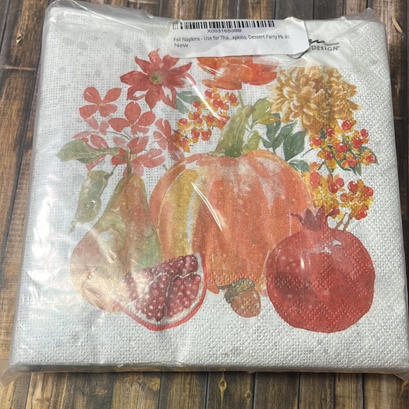 5for$10 Fall Holiday Thanksgiving Napkins Party Supply Pumpkin and Fall Floral - Picture 4 of 5
